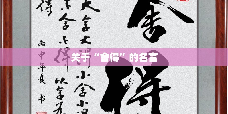 关于“舍得”的名言