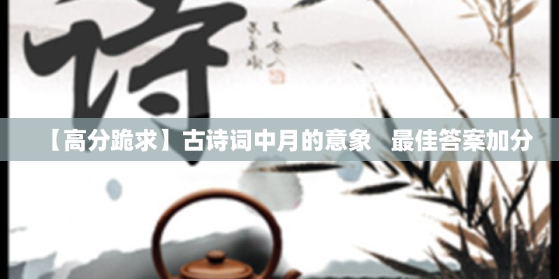 【高分跪求】古诗词中月的意象   最佳答案加分