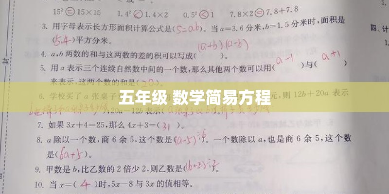 五年级 数学简易方程