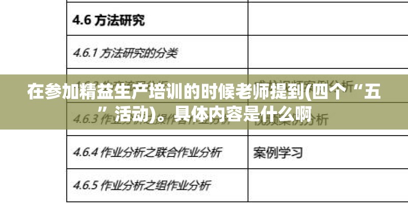在参加精益生产培训的时候老师提到(四个“五”活动)。具体内容是什么啊