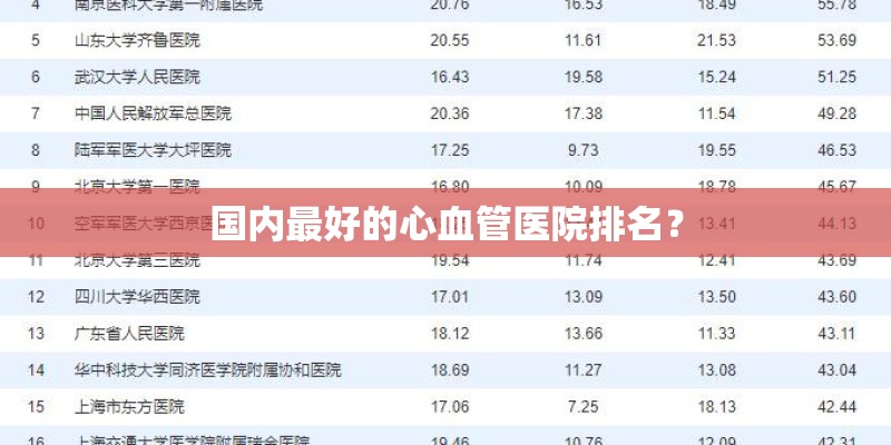 国内最好的心血管医院排名？