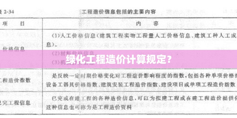 绿化工程造价计算规定？